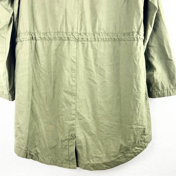 ELLOS |🪖💛Army Green Hooded Gold Sparkly Shoulders Long Trench Coat - Picture 11 of 12